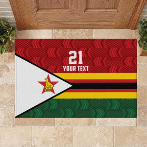 Custom Africa Cricket Zimbabwe Rubber Doormat Zimbabwean Pattern Flag Motif - African Pride