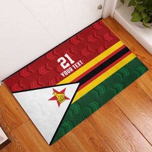 Custom Africa Cricket Zimbabwe Rubber Doormat Zimbabwean Pattern Flag Motif - African Pride