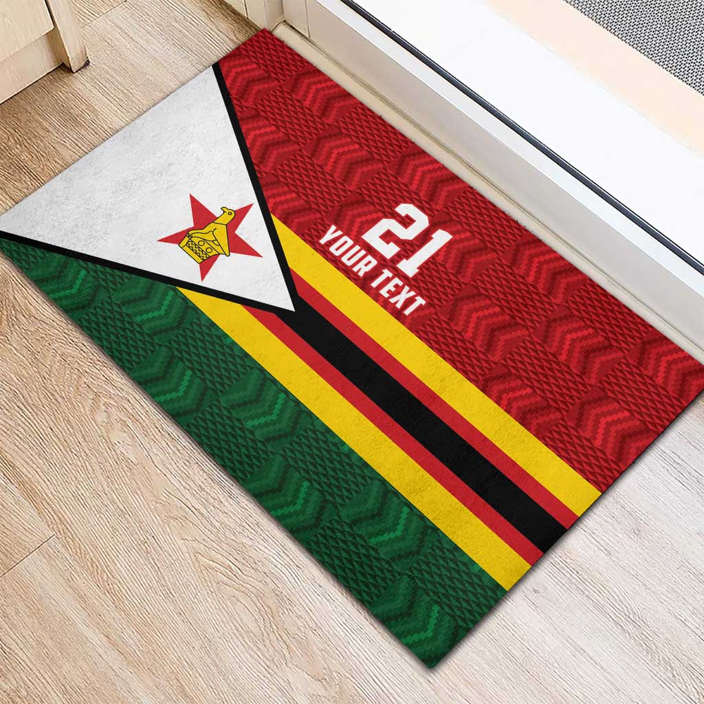 Custom Africa Cricket Zimbabwe Rubber Doormat Zimbabwean Pattern Flag Motif - African Pride