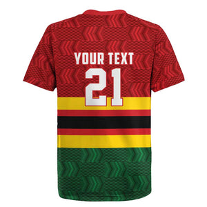 Custom Africa Cricket Zimbabwe Rugby Jersey Zimbabwean Pattern Flag Motif - African Pride
