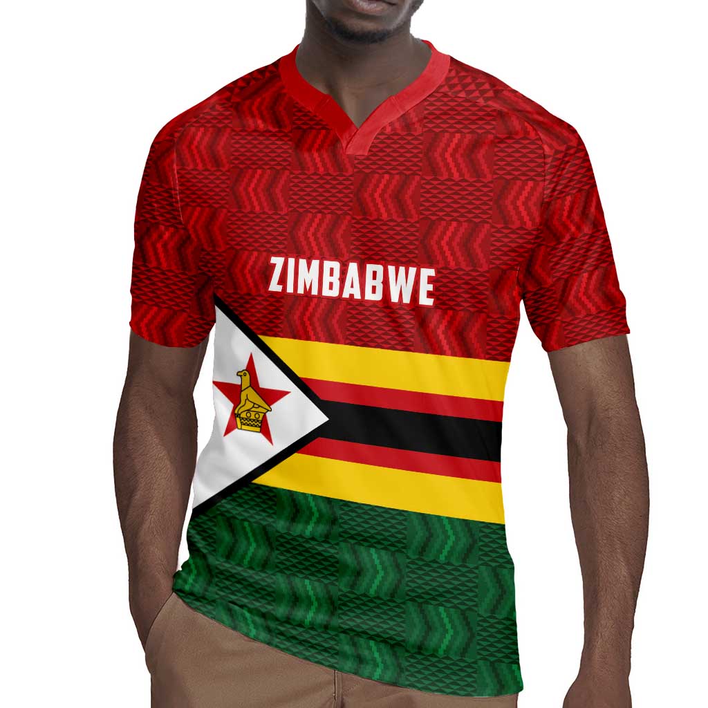 Custom Africa Cricket Zimbabwe Rugby Jersey Zimbabwean Pattern Flag Motif - African Pride