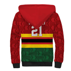 Custom Africa Cricket Zimbabwe Sherpa Hoodie Zimbabwean Pattern Flag Motif - African Pride