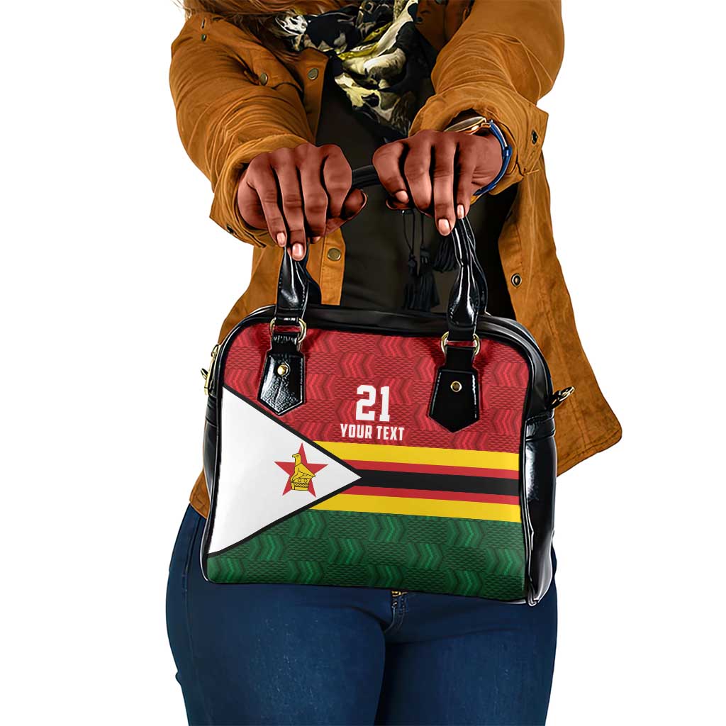 Custom Africa Cricket Zimbabwe Shoulder Handbag Zimbabwean Pattern Flag Motif - African Pride