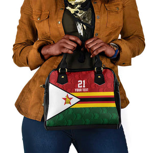 Custom Africa Cricket Zimbabwe Shoulder Handbag Zimbabwean Pattern Flag Motif - African Pride