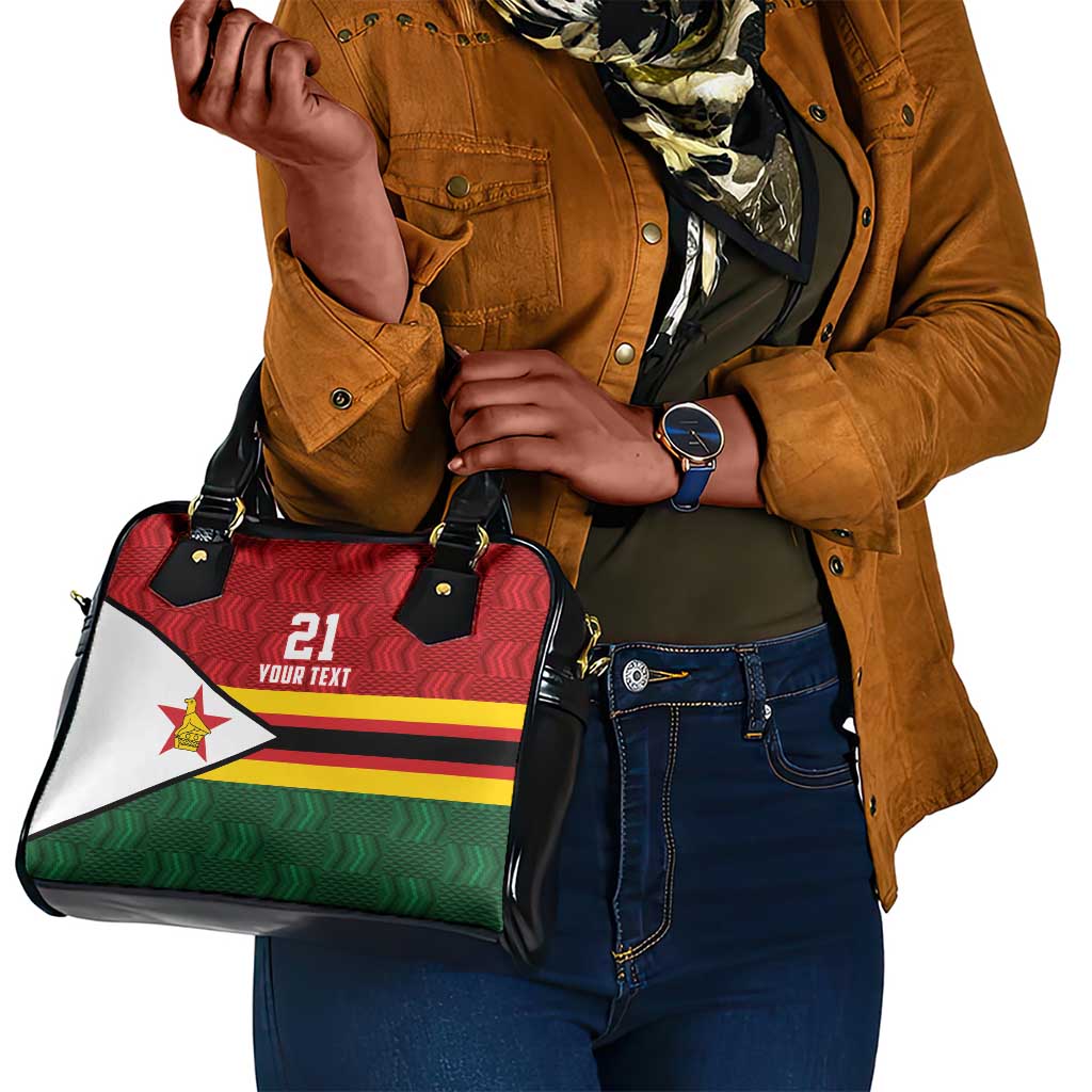 Custom Africa Cricket Zimbabwe Shoulder Handbag Zimbabwean Pattern Flag Motif - African Pride