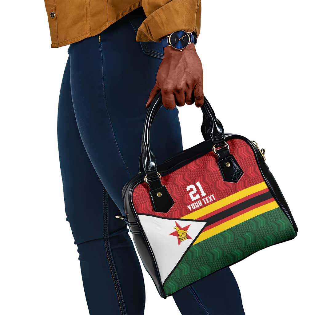 Custom Africa Cricket Zimbabwe Shoulder Handbag Zimbabwean Pattern Flag Motif - African Pride