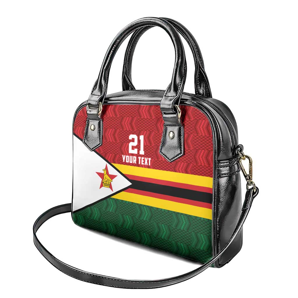 Custom Africa Cricket Zimbabwe Shoulder Handbag Zimbabwean Pattern Flag Motif - African Pride