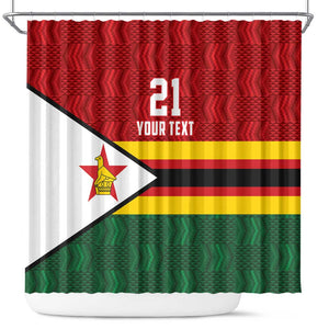 Custom Africa Cricket Zimbabwe Shower Curtain Zimbabwean Pattern Flag Motif - African Pride