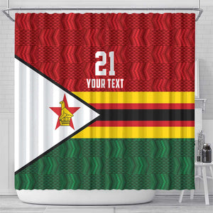 Custom Africa Cricket Zimbabwe Shower Curtain Zimbabwean Pattern Flag Motif - African Pride