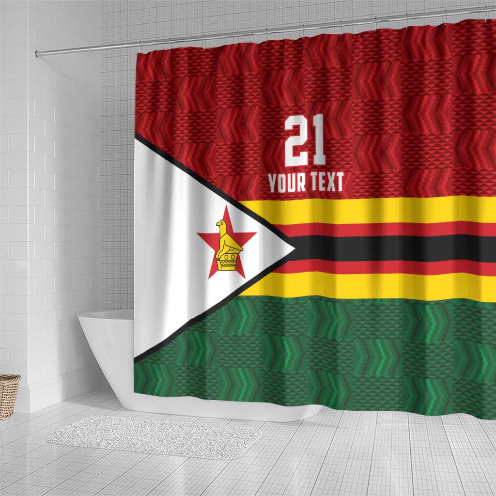 Custom Africa Cricket Zimbabwe Shower Curtain Zimbabwean Pattern Flag Motif - African Pride