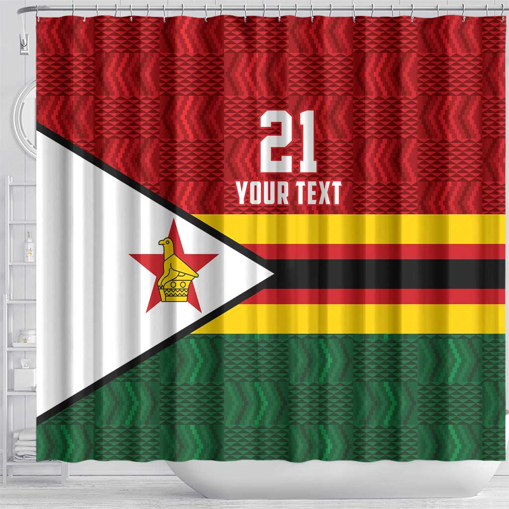 Custom Africa Cricket Zimbabwe Shower Curtain Zimbabwean Pattern Flag Motif - African Pride
