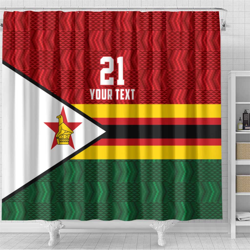 Custom Africa Cricket Zimbabwe Shower Curtain Zimbabwean Pattern Flag Motif - African Pride