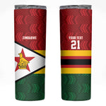 Custom Africa Cricket Zimbabwe Skinny Tumbler Zimbabwean Pattern Flag Motif - African Pride