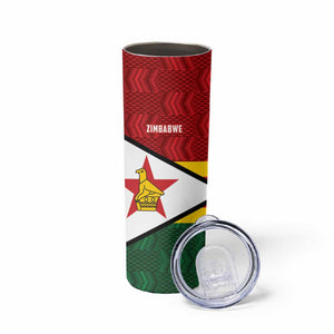 Custom Africa Cricket Zimbabwe Skinny Tumbler Zimbabwean Pattern Flag Motif - African Pride