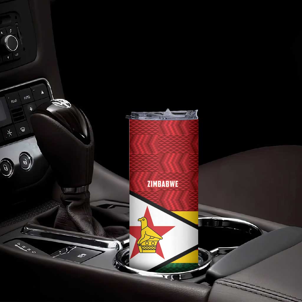 Custom Africa Cricket Zimbabwe Skinny Tumbler Zimbabwean Pattern Flag Motif - African Pride