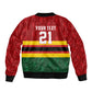 Custom Africa Cricket Zimbabwe Sleeve Zip Bomber Jacket Zimbabwean Pattern Flag Motif - African Pride