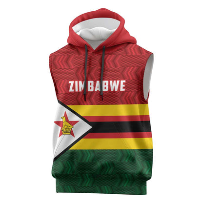 Custom Africa Cricket Zimbabwe Sleeveless Hoodie Zimbabwean Pattern Flag Motif - African Pride
