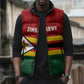 Custom Africa Cricket Zimbabwe Sleeveless Puffer Jacket Zimbabwean Pattern Flag Motif