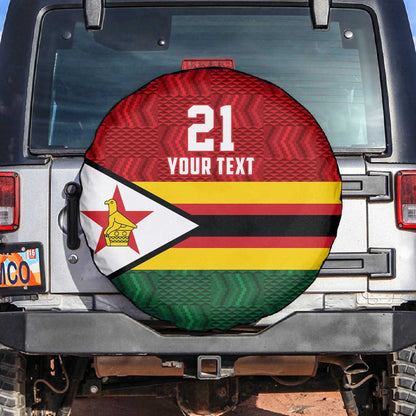 Custom Africa Cricket Zimbabwe Spare Tire Cover Zimbabwean Pattern Flag Motif - African Pride