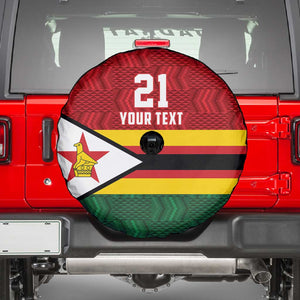 Custom Africa Cricket Zimbabwe Spare Tire Cover Zimbabwean Pattern Flag Motif - African Pride