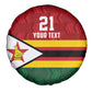 Custom Africa Cricket Zimbabwe Spare Tire Cover Zimbabwean Pattern Flag Motif - African Pride