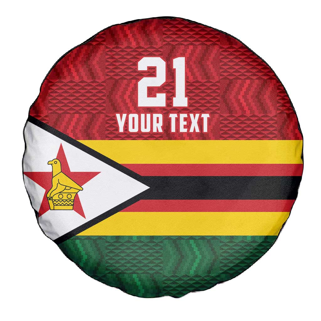 Custom Africa Cricket Zimbabwe Spare Tire Cover Zimbabwean Pattern Flag Motif - African Pride