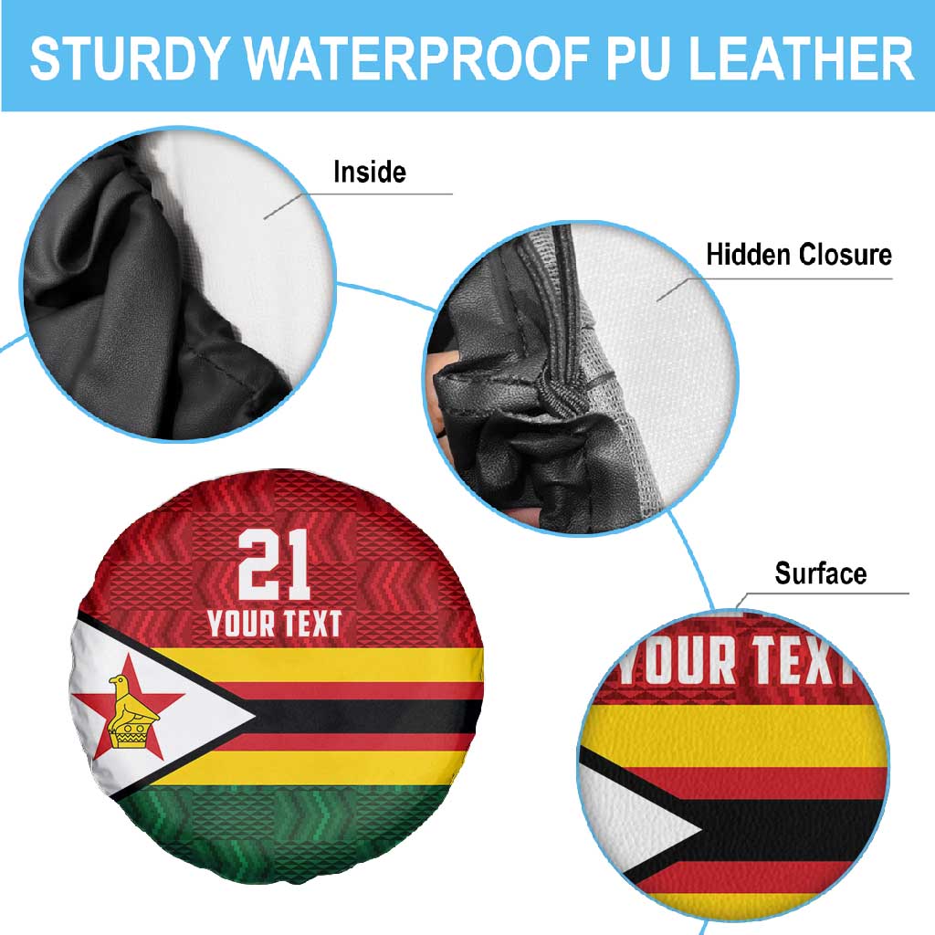 Custom Africa Cricket Zimbabwe Spare Tire Cover Zimbabwean Pattern Flag Motif - African Pride