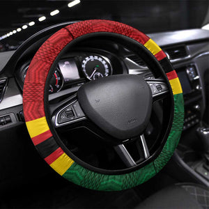 Africa Cricket Zimbabwe Steering Wheel Cover Zimbabwean Pattern Flag Motif - African Pride