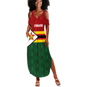 Custom Africa Cricket Zimbabwe Summer Maxi Dress Zimbabwean Pattern Flag Motif - African Pride