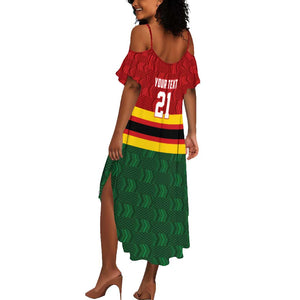 Custom Africa Cricket Zimbabwe Summer Maxi Dress Zimbabwean Pattern Flag Motif - African Pride