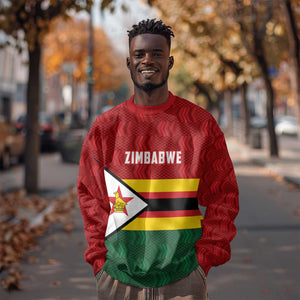 Custom Africa Cricket Zimbabwe Sweatshirt Zimbabwean Pattern Flag Motif - African Pride