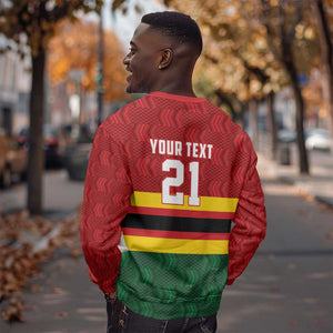 Custom Africa Cricket Zimbabwe Sweatshirt Zimbabwean Pattern Flag Motif - African Pride