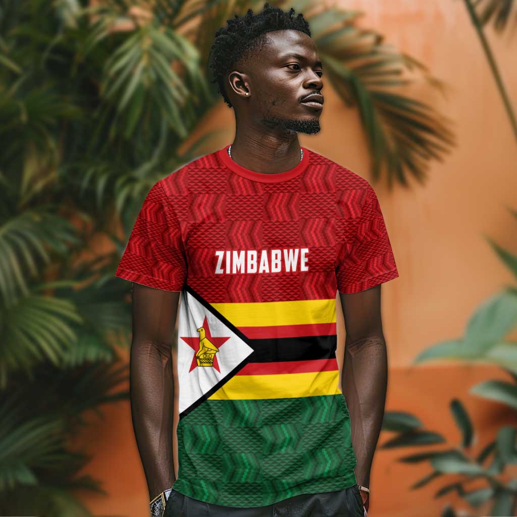 Custom Africa Cricket Zimbabwe T shirt Zimbabwean Pattern Flag Motif - African Pride