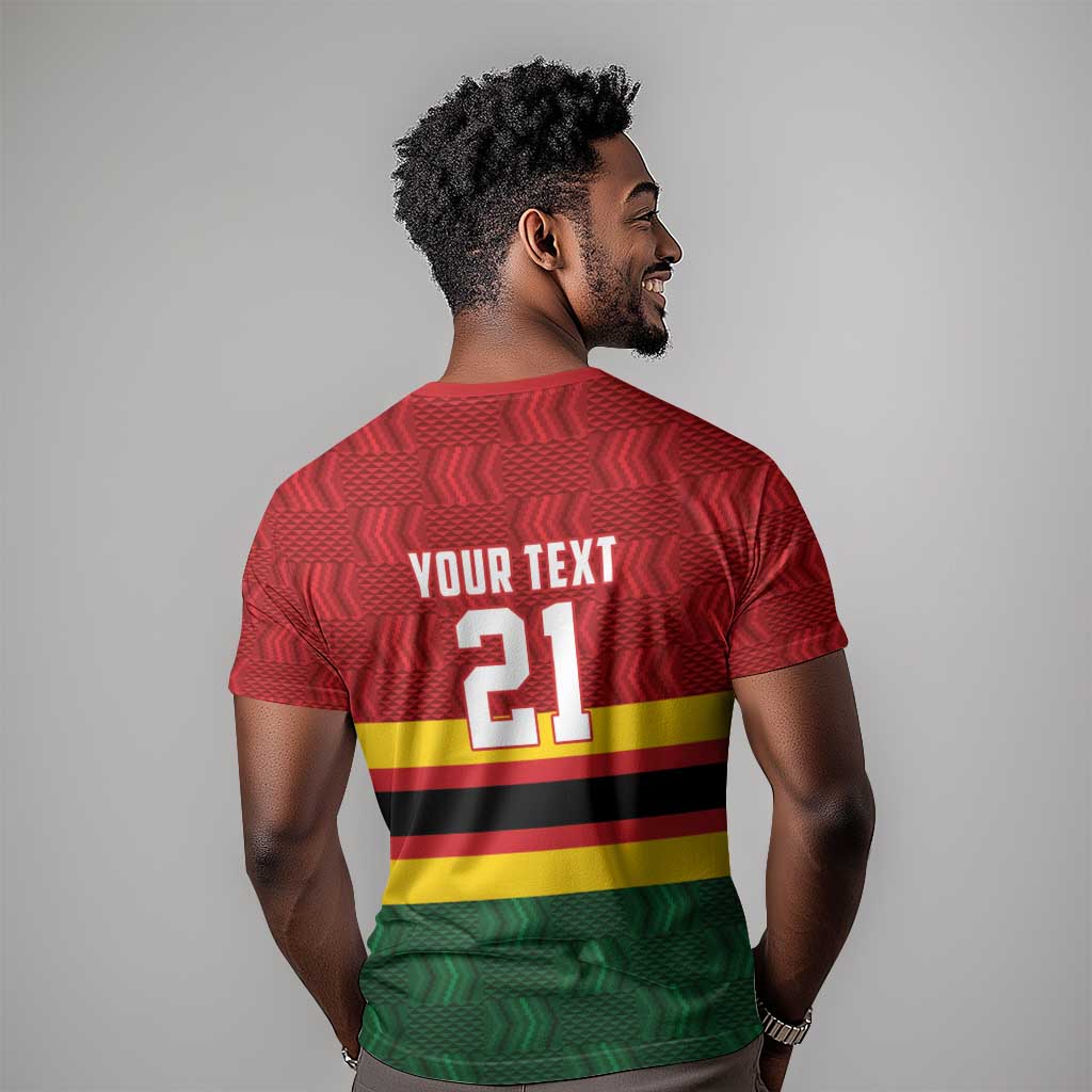 Custom Africa Cricket Zimbabwe T shirt Zimbabwean Pattern Flag Motif - African Pride