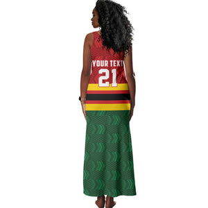 Custom Africa Cricket Zimbabwe Tank Maxi Dress Zimbabwean Pattern Flag Motif - African Pride