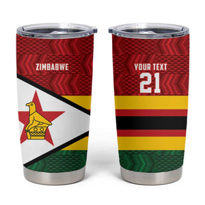 Custom Africa Cricket Zimbabwe Tumbler Cup Zimbabwean Pattern Flag Motif - African Pride