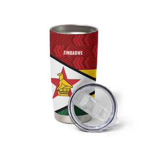Custom Africa Cricket Zimbabwe Tumbler Cup Zimbabwean Pattern Flag Motif - African Pride