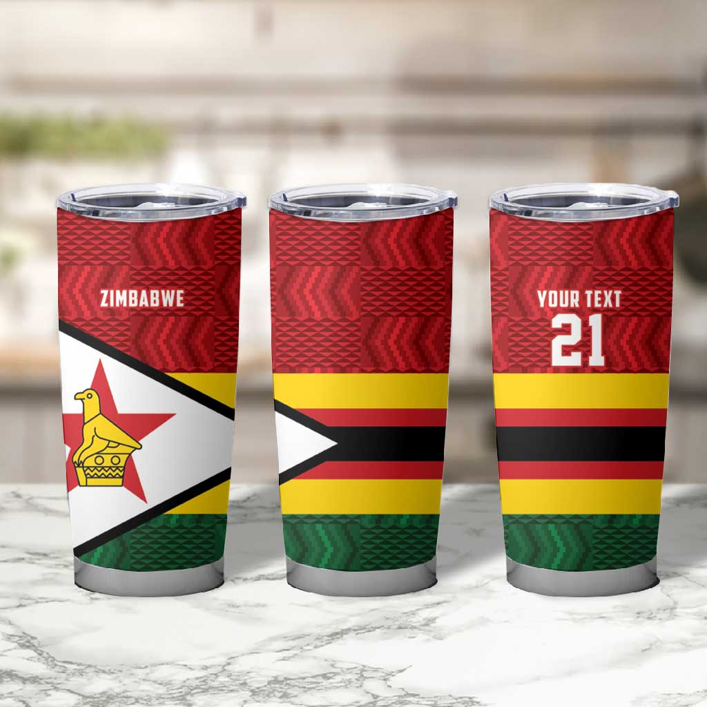 Custom Africa Cricket Zimbabwe Tumbler Cup Zimbabwean Pattern Flag Motif - African Pride