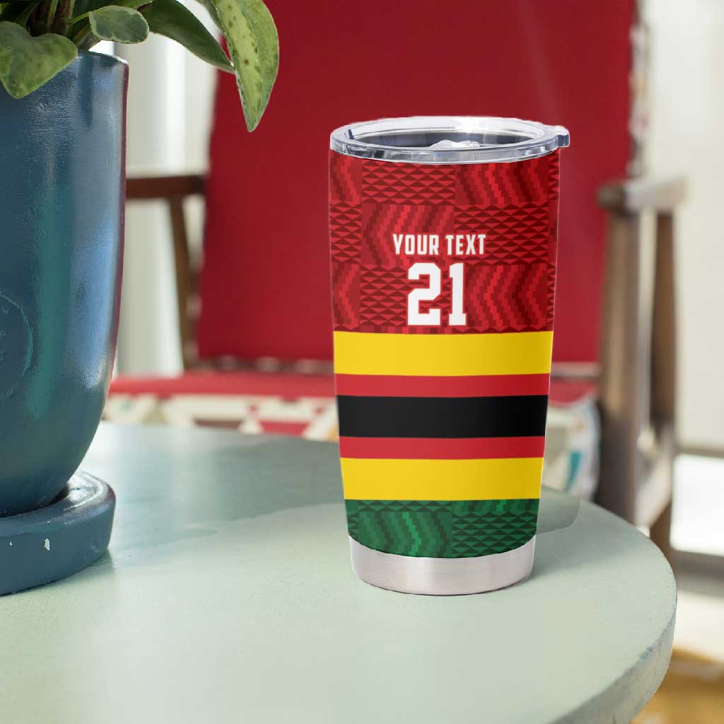 Custom Africa Cricket Zimbabwe Tumbler Cup Zimbabwean Pattern Flag Motif - African Pride