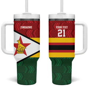Custom Africa Cricket Zimbabwe Tumbler With Handle Zimbabwean Pattern Flag Motif - African Pride