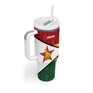 Custom Africa Cricket Zimbabwe Tumbler With Handle Zimbabwean Pattern Flag Motif - African Pride