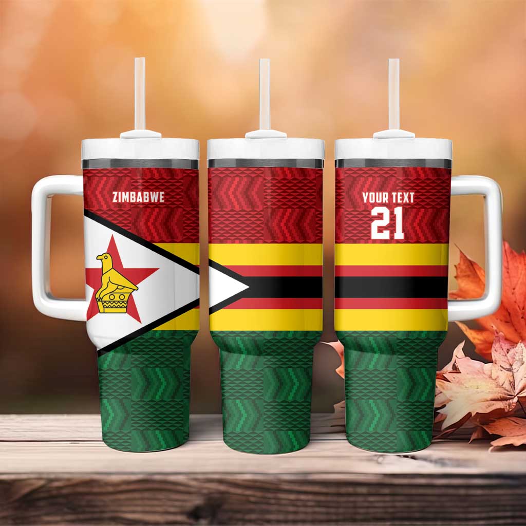 Custom Africa Cricket Zimbabwe Tumbler With Handle Zimbabwean Pattern Flag Motif - African Pride