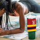 Custom Africa Cricket Zimbabwe Tumbler With Handle Zimbabwean Pattern Flag Motif - African Pride