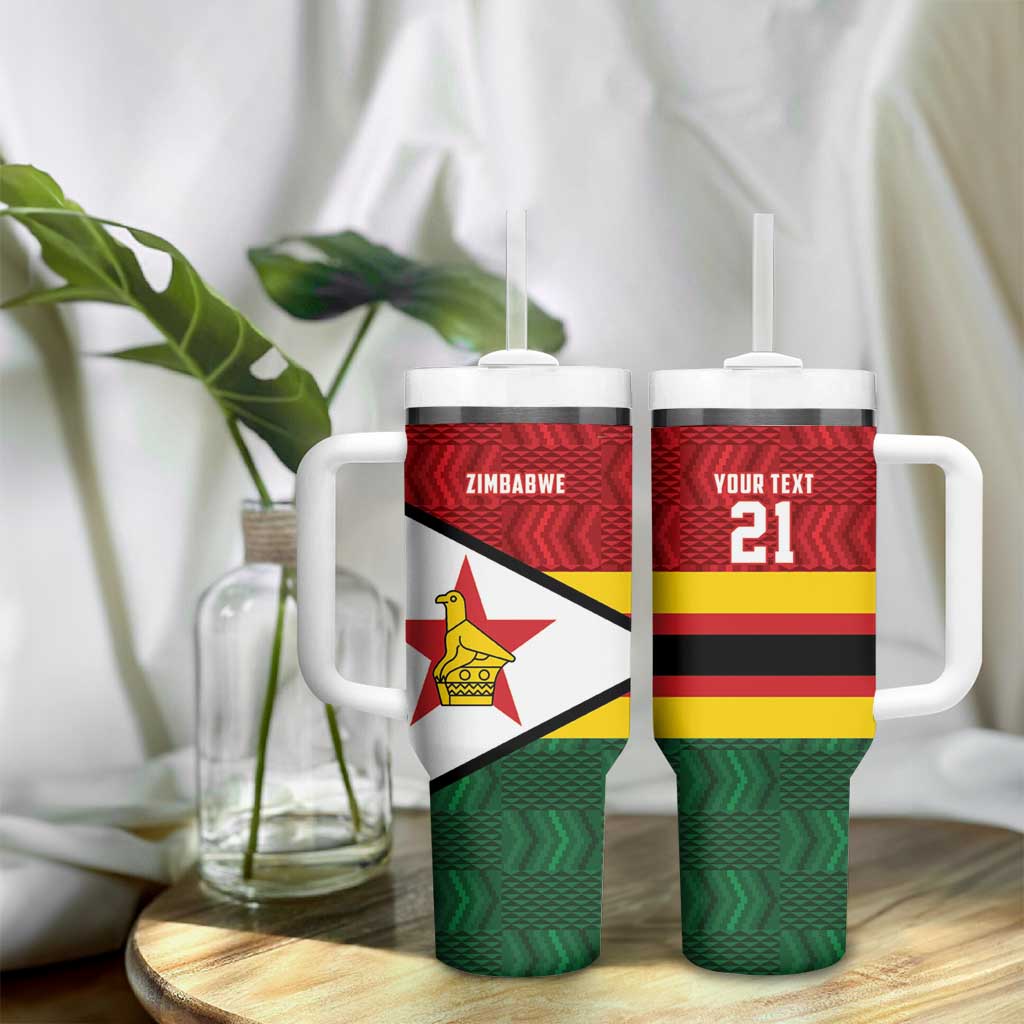 Custom Africa Cricket Zimbabwe Tumbler With Handle Zimbabwean Pattern Flag Motif - African Pride