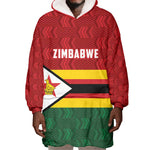 Custom Africa Cricket Zimbabwe Wearable Blanket Hoodie Zimbabwean Pattern Flag Motif - African Pride