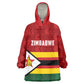 Custom Africa Cricket Zimbabwe Wearable Blanket Hoodie Zimbabwean Pattern Flag Motif - African Pride