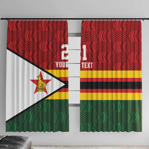 Custom Africa Cricket Zimbabwe Window Curtain Zimbabwean Pattern Flag Motif - African Pride