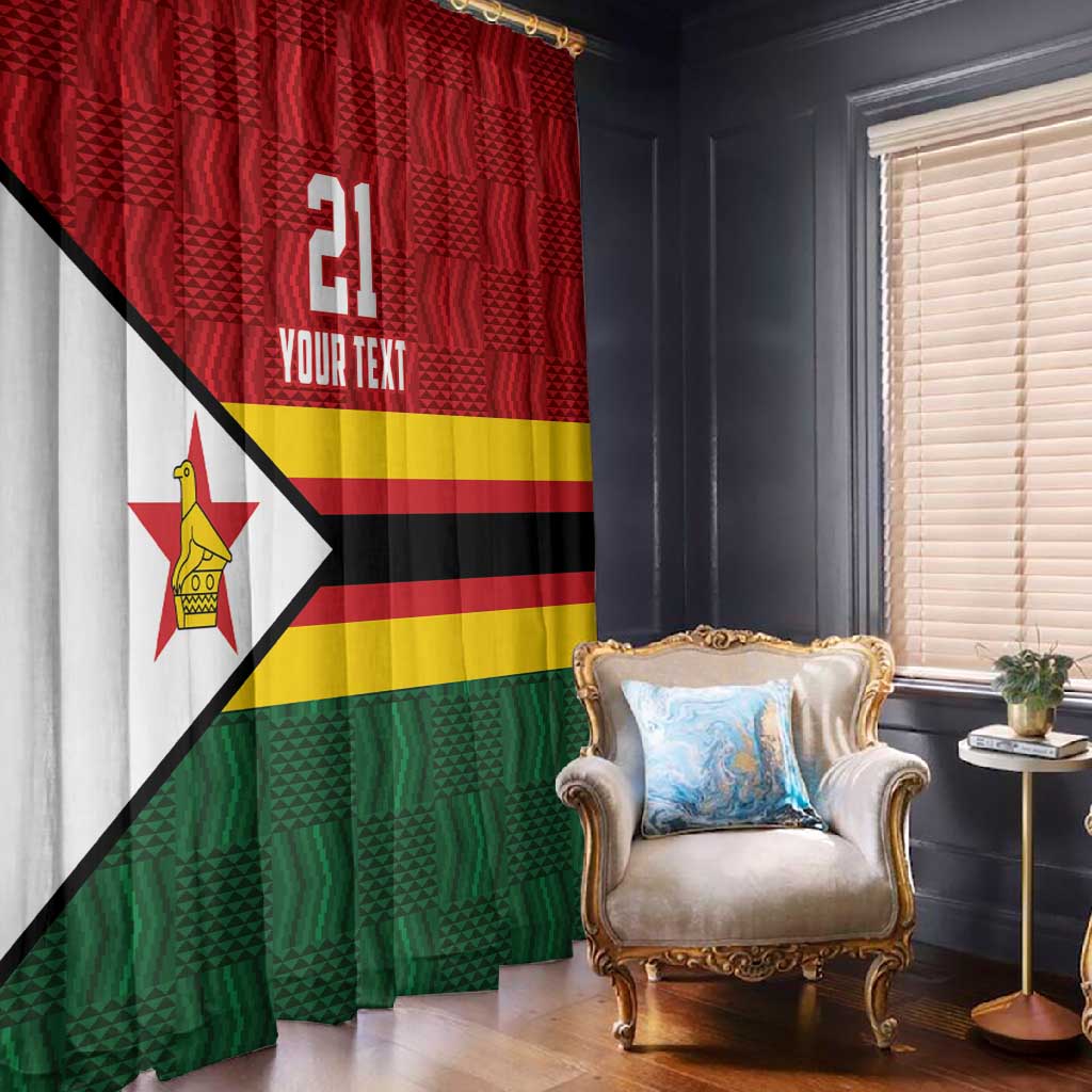 Custom Africa Cricket Zimbabwe Window Curtain Zimbabwean Pattern Flag Motif - African Pride