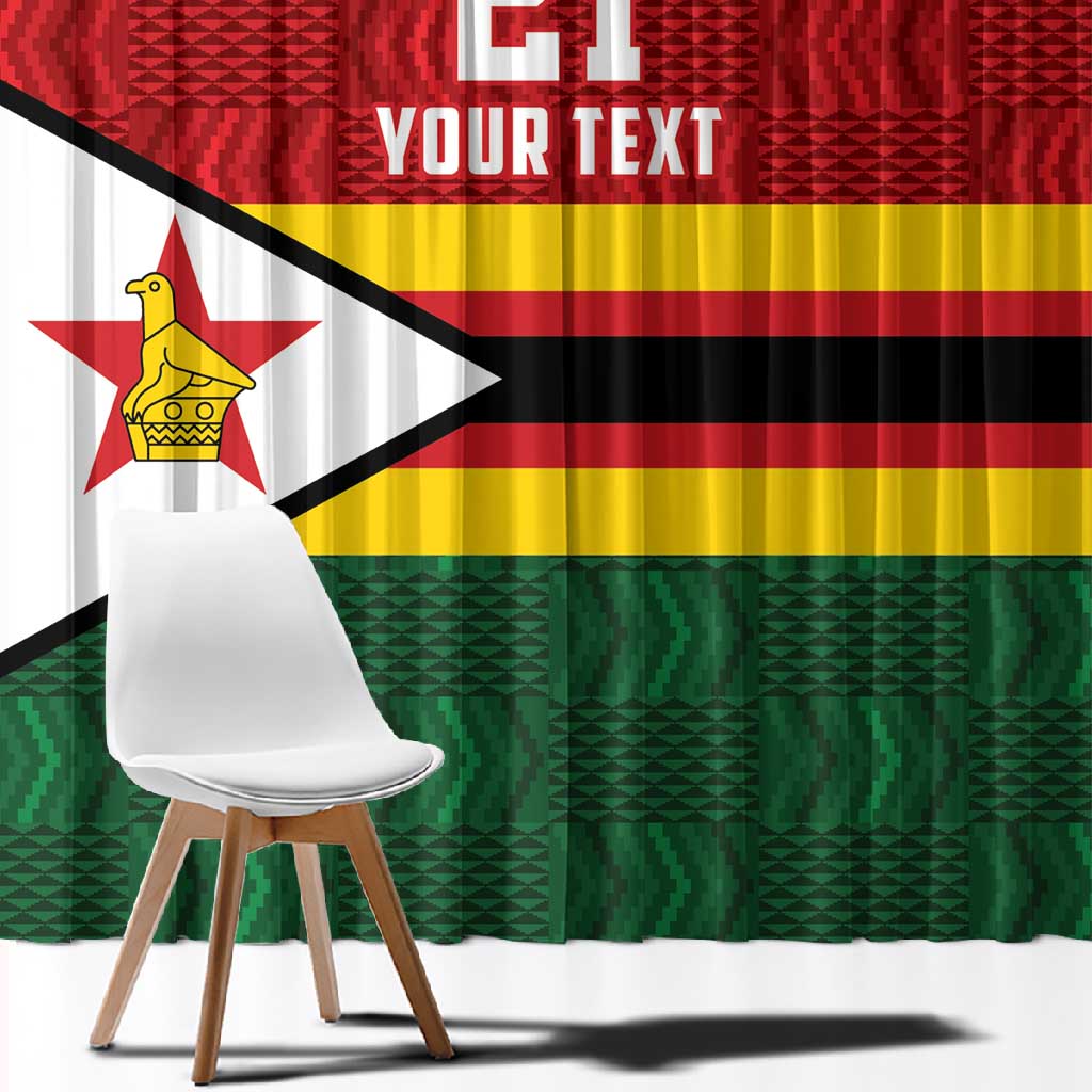 Custom Africa Cricket Zimbabwe Window Curtain Zimbabwean Pattern Flag Motif - African Pride