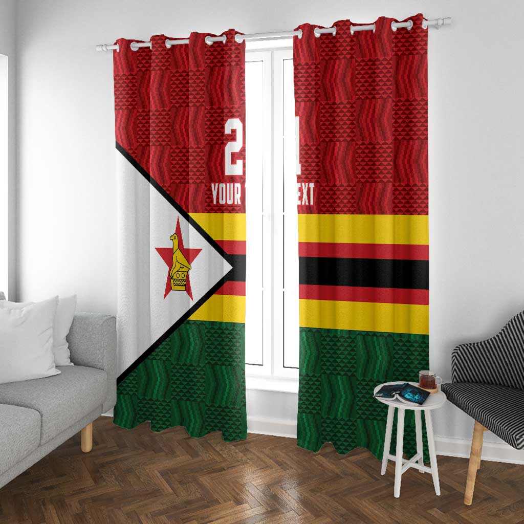 Custom Africa Cricket Zimbabwe Window Curtain Zimbabwean Pattern Flag Motif - African Pride